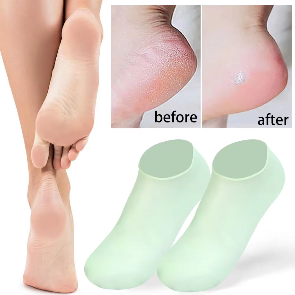 Silicone Moisturizing Socks Reusable anti Cracking Moisturizing Elastic Socks Foot Mask Cracked Dead Skin Remove Pedicure Tools
